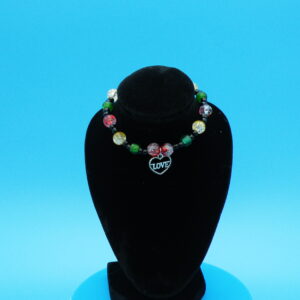 #33 Obsidian and Crackle Glass Bracelet
