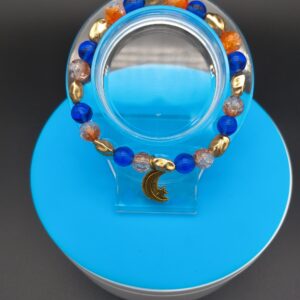 #40 Blue, Orange and Gold Bracelet